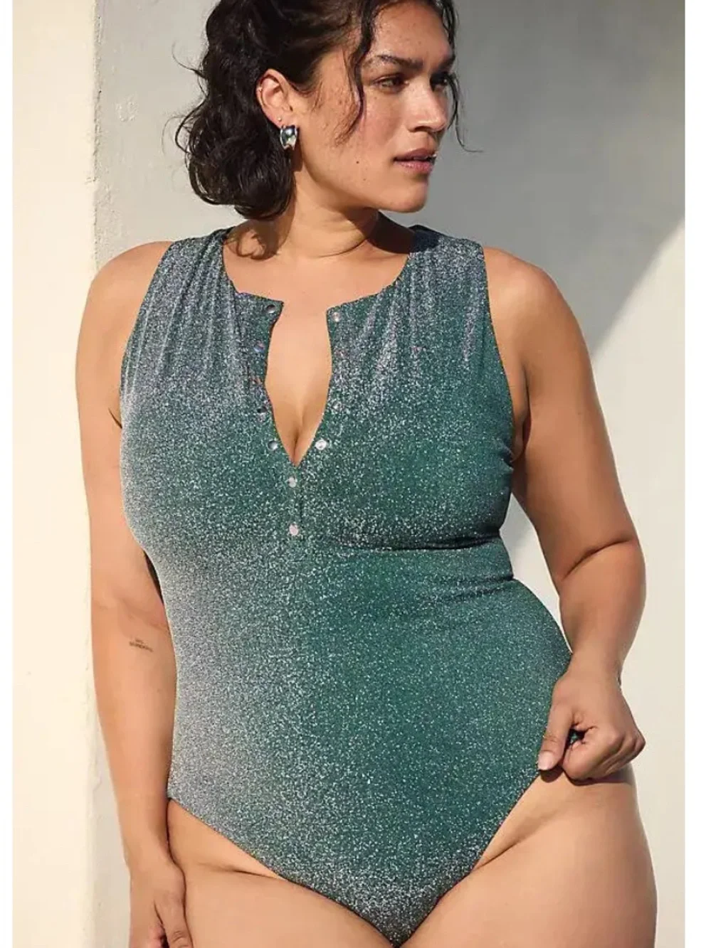 Andie Swim Malibu Glitter One-Piece Swimsuit size large